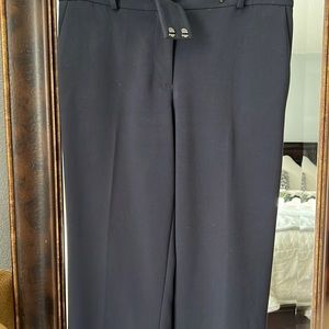 Navy blue dress pants.